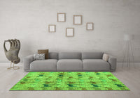 Machine Washable Abstract Green Modern Rug, wshabs4415grn