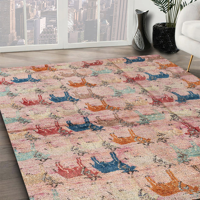 Machine Washable Abstract Rust Pink Rug in a Family Room, wshabs4415