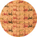 Round Abstract Orange Modern Rug, abs4415org