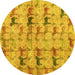 Round Abstract Yellow Modern Rug, abs4415yw