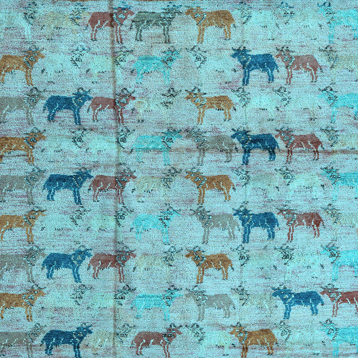 Square Machine Washable Abstract Light Blue Modern Rug, wshabs4415lblu