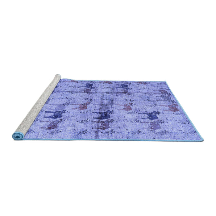 Sideview of Machine Washable Abstract Blue Modern Rug, wshabs4415blu