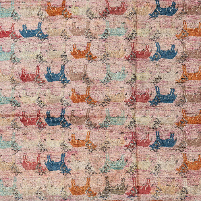 Square Machine Washable Abstract Rust Pink Rug, wshabs4415