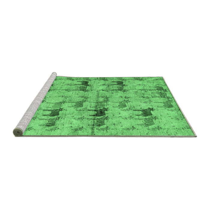 Sideview of Machine Washable Abstract Emerald Green Modern Area Rugs, wshabs4415emgrn