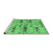 Sideview of Machine Washable Abstract Emerald Green Modern Area Rugs, wshabs4415emgrn