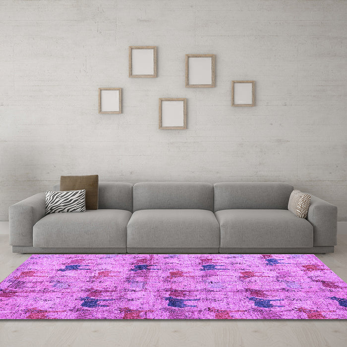Machine Washable Abstract Purple Modern Area Rugs in a Living Room, wshabs4415pur