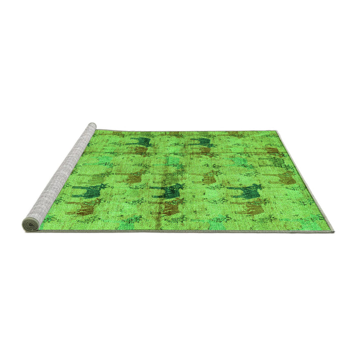 Sideview of Machine Washable Abstract Green Modern Area Rugs, wshabs4415grn