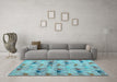 Machine Washable Abstract Light Blue Modern Rug in a Living Room, wshabs4415lblu