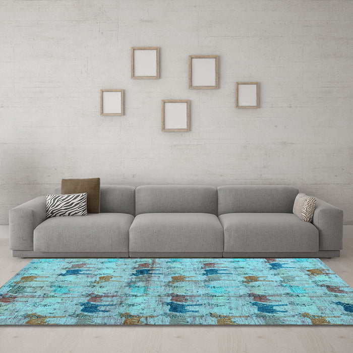 Machine Washable Abstract Light Blue Modern Rug in a Living Room, wshabs4415lblu