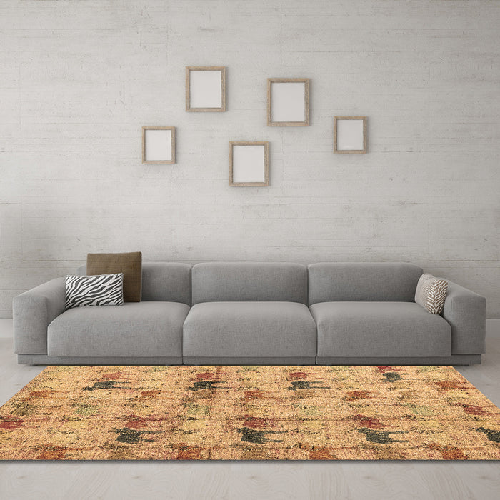 Machine Washable Abstract Brown Modern Rug in a Living Room,, wshabs4415brn