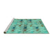 Sideview of Machine Washable Abstract Turquoise Modern Area Rugs, wshabs4415turq