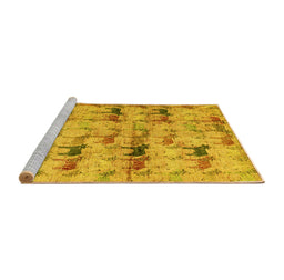 Sideview of Machine Washable Abstract Yellow Modern Rug, wshabs4415yw