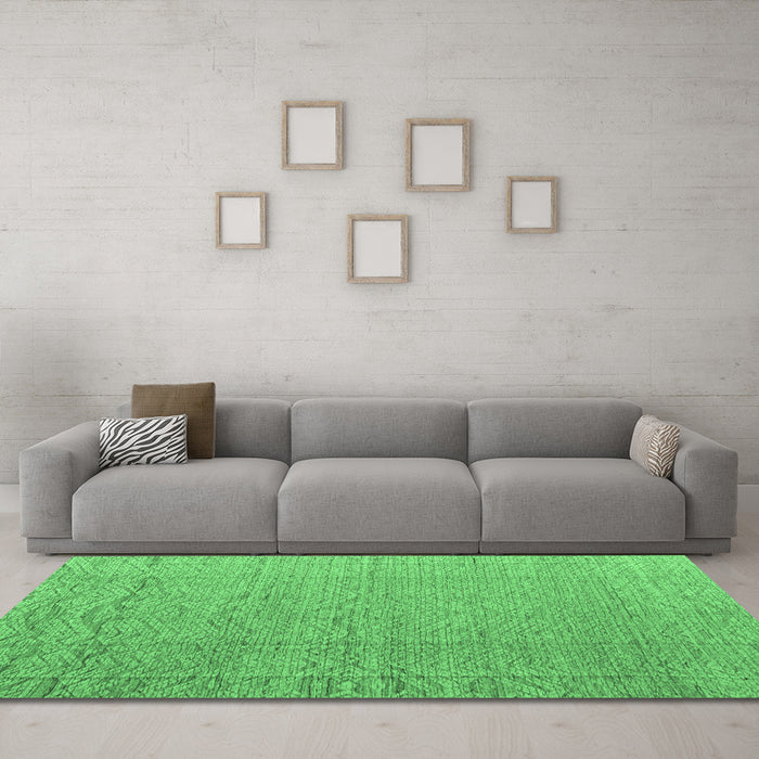 Machine Washable Abstract Emerald Green Modern Area Rugs in a Living Room,, wshabs4416emgrn