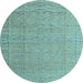 Round Machine Washable Abstract Light Blue Modern Rug, wshabs4416lblu