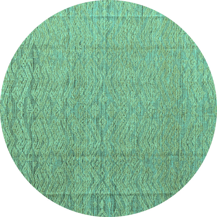 Round Machine Washable Abstract Turquoise Modern Area Rugs, wshabs4416turq