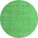 Round Abstract Emerald Green Modern Rug, abs4416emgrn