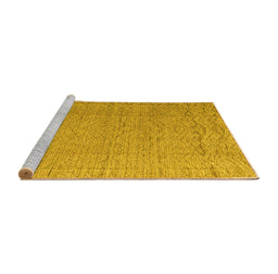 Sideview of Machine Washable Abstract Yellow Modern Rug, wshabs4416yw