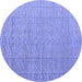 Round Abstract Blue Modern Rug, abs4416blu