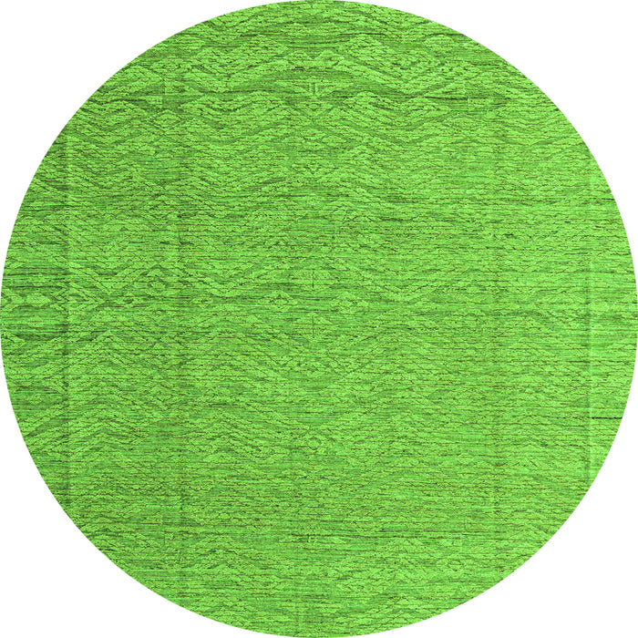 Round Machine Washable Abstract Green Modern Area Rugs, wshabs4416grn