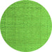 Round Machine Washable Abstract Green Modern Area Rugs, wshabs4416grn