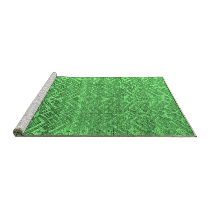 Sideview of Machine Washable Abstract Emerald Green Modern Area Rugs, wshabs4417emgrn