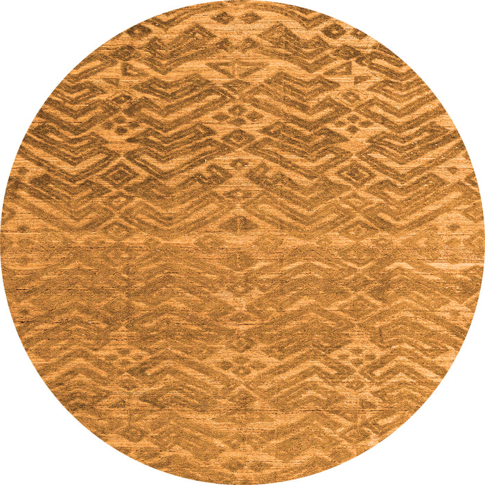 Round Machine Washable Abstract Orange Modern Area Rugs, wshabs4417org