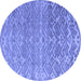 Round Abstract Blue Modern Rug, abs4417blu