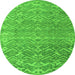 Round Abstract Green Modern Rug, abs4417grn