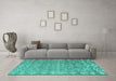 Machine Washable Abstract Turquoise Modern Area Rugs in a Living Room,, wshabs4417turq