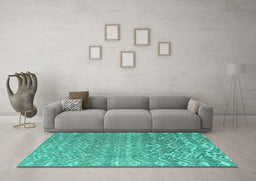 Machine Washable Abstract Turquoise Modern Area Rugs in a Living Room,, wshabs4417turq