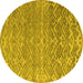 Round Machine Washable Abstract Yellow Modern Rug, wshabs4417yw