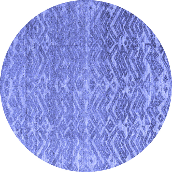 Round Machine Washable Abstract Blue Modern Rug, wshabs4417blu