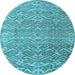 Round Abstract Light Blue Modern Rug, abs4417lblu