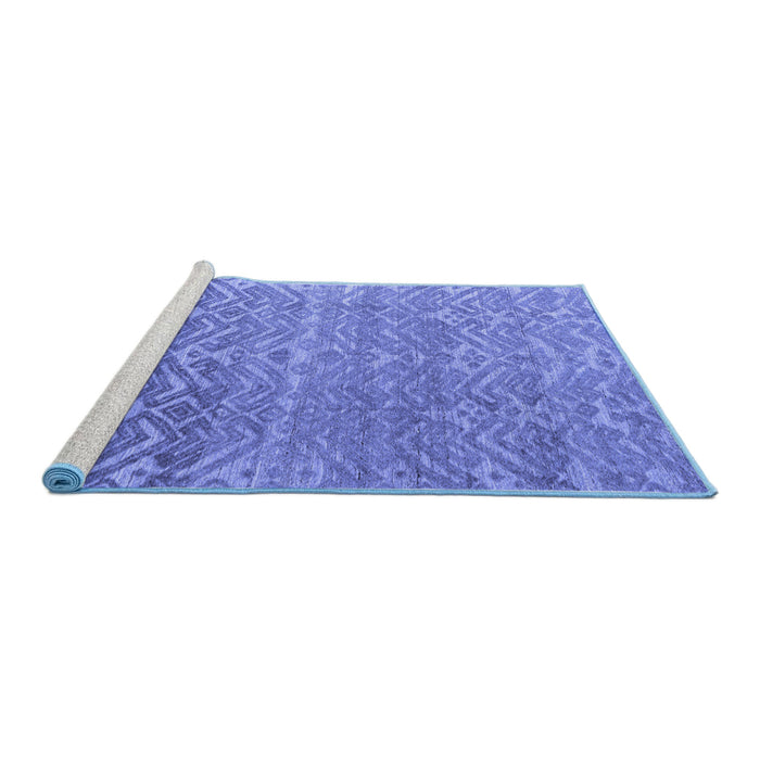 Sideview of Machine Washable Abstract Blue Modern Rug, wshabs4417blu