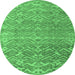 Round Abstract Emerald Green Modern Rug, abs4417emgrn