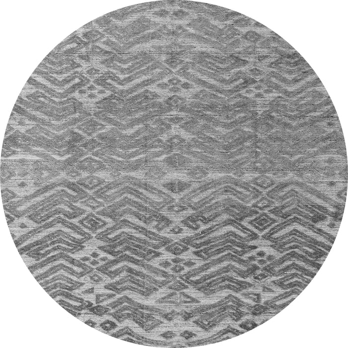 Round Machine Washable Abstract Gray Modern Rug, wshabs4417gry