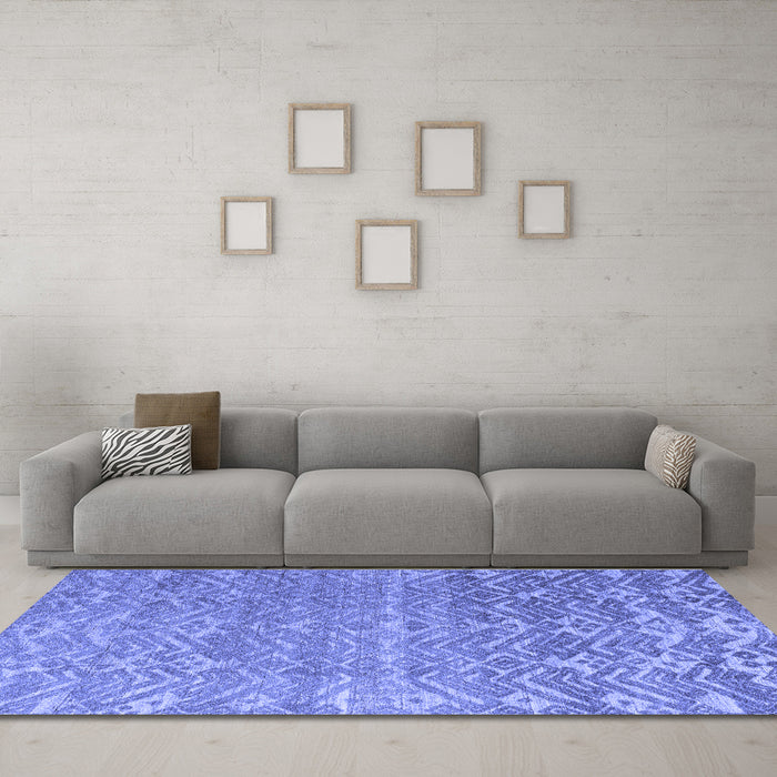 Machine Washable Abstract Blue Modern Rug in a Living Room, wshabs4417blu