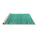 Sideview of Machine Washable Abstract Turquoise Modern Area Rugs, wshabs4417turq