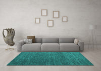 Machine Washable Abstract Turquoise Modern Rug, wshabs4418turq