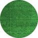 Round Abstract Green Modern Rug, abs4418grn