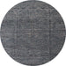 Round Machine Washable Abstract Gray Rug, wshabs4418