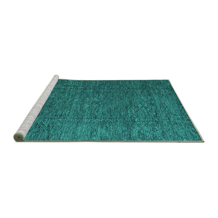 Sideview of Machine Washable Abstract Turquoise Modern Area Rugs, wshabs4418turq