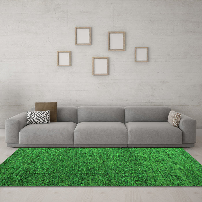 Machine Washable Abstract Green Modern Area Rugs in a Living Room,, wshabs4418grn