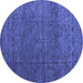 Round Abstract Blue Modern Rug, abs4418blu