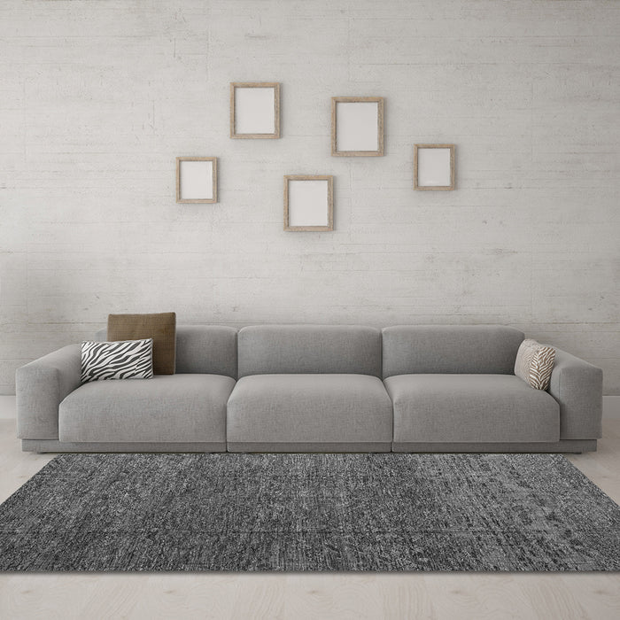 Machine Washable Abstract Gray Modern Rug in a Living Room,, wshabs4418gry