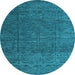 Round Abstract Light Blue Modern Rug, abs4418lblu