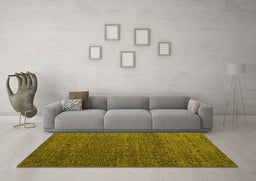 Machine Washable Abstract Yellow Modern Rug in a Living Room, wshabs4418yw