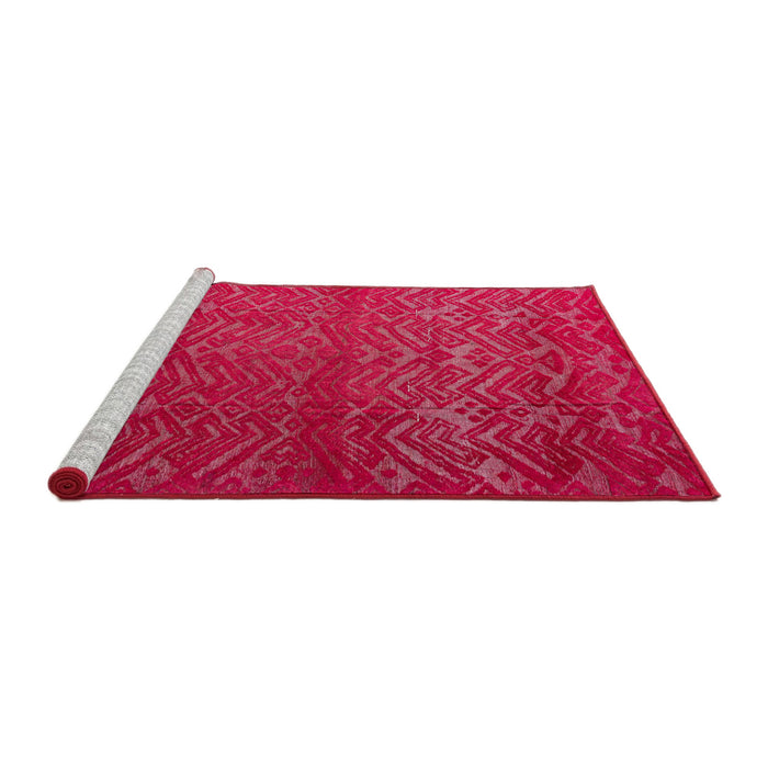 Sideview of Machine Washable Abstract Red Rug, wshabs4419