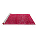 Sideview of Machine Washable Abstract Red Rug, wshabs4419