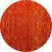 Round Abstract Yellow Modern Rug, abs4419yw